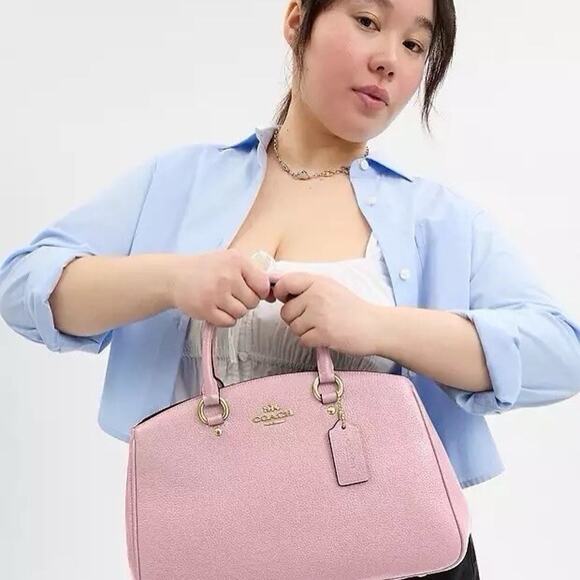 NWT Coach Savannah Leather Carryall Satchel Bag Gold/Powder Pink CAL56 - Picture 3 of 11